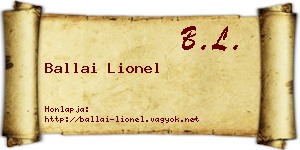 Ballai Lionel névjegykártya